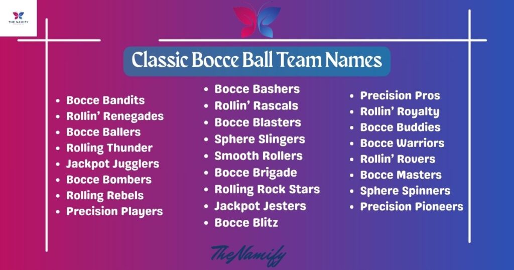 Classic Bocce Ball Team Names